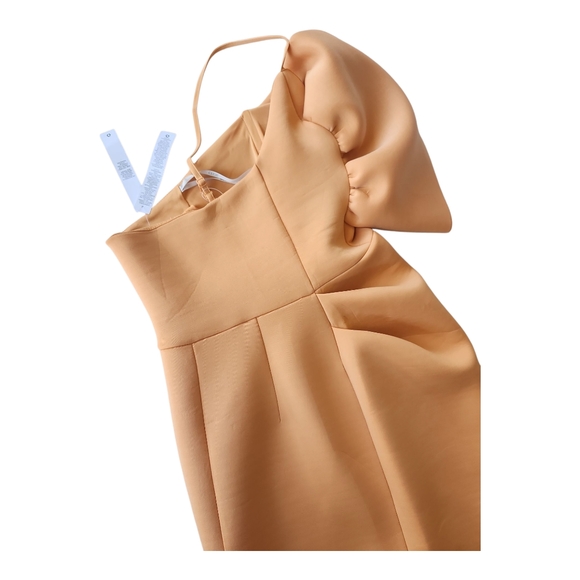 ASOS Pale Peach-Orange Asymmetrical Ruffled One-Shoulder Dress — Size 4, NWT - Picture 5 of 12